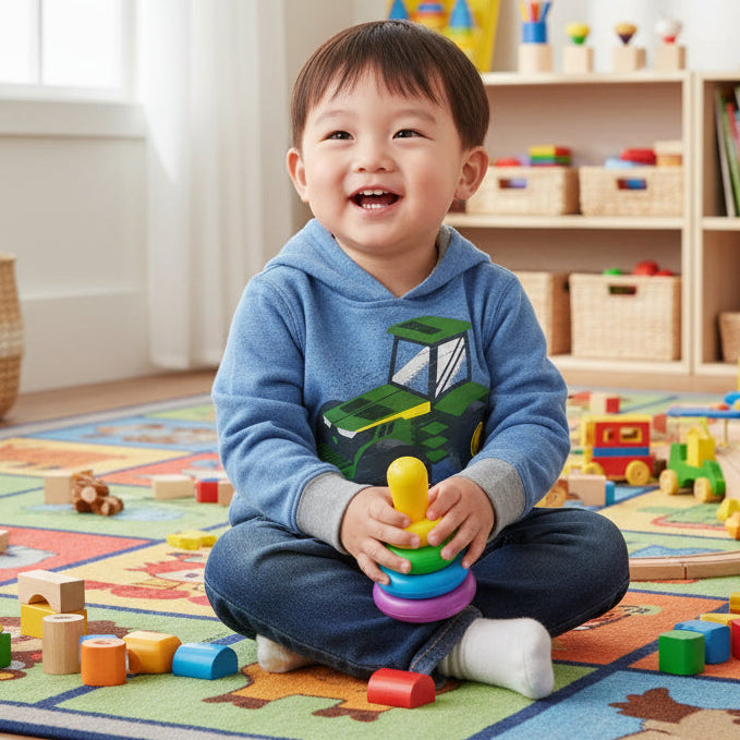 John Deere Toddler Boys Blue Tractor Fleece Hoodie