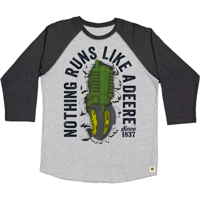 John Deere Mens Vintage Nothing Runs Like A Deere Raglan Tee