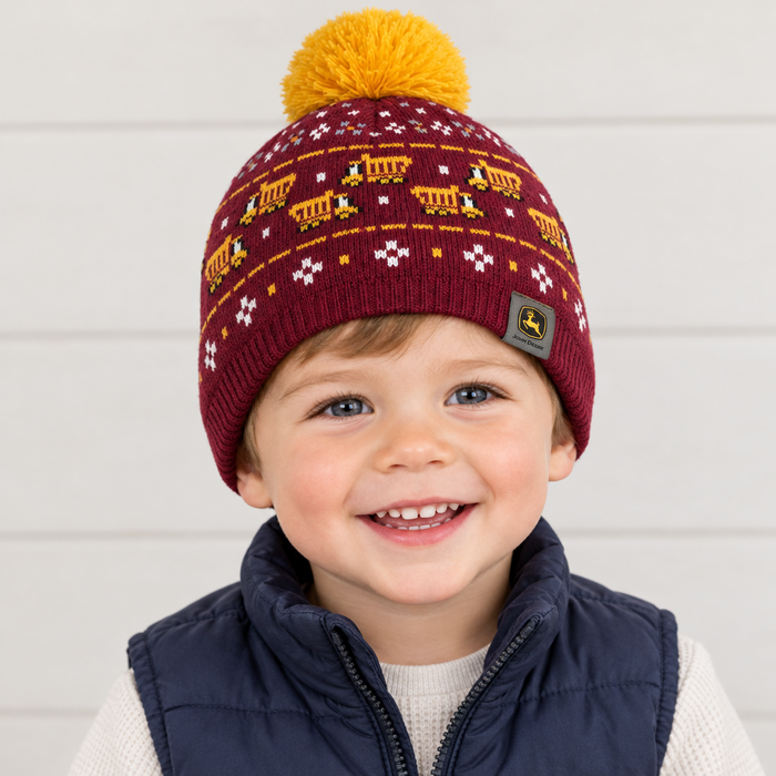 John Deere Boy Toddler Winter Cap Maroon