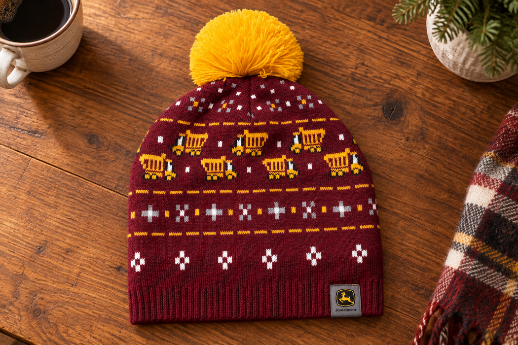 John Deere Boy Toddler Winter Cap Maroon