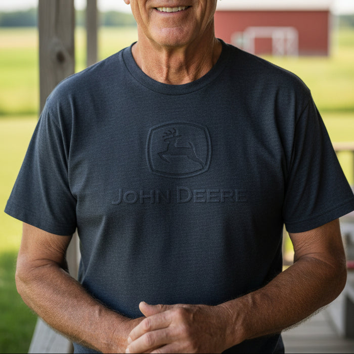 John Deere Men's Navy Embossed Classic Logo Tee