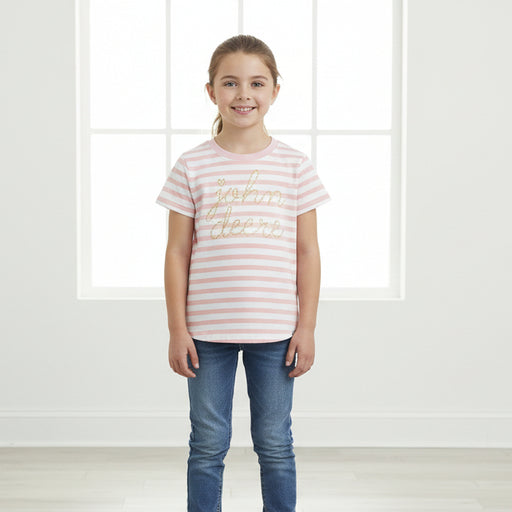 John Deere Youth Girls Striped Tee