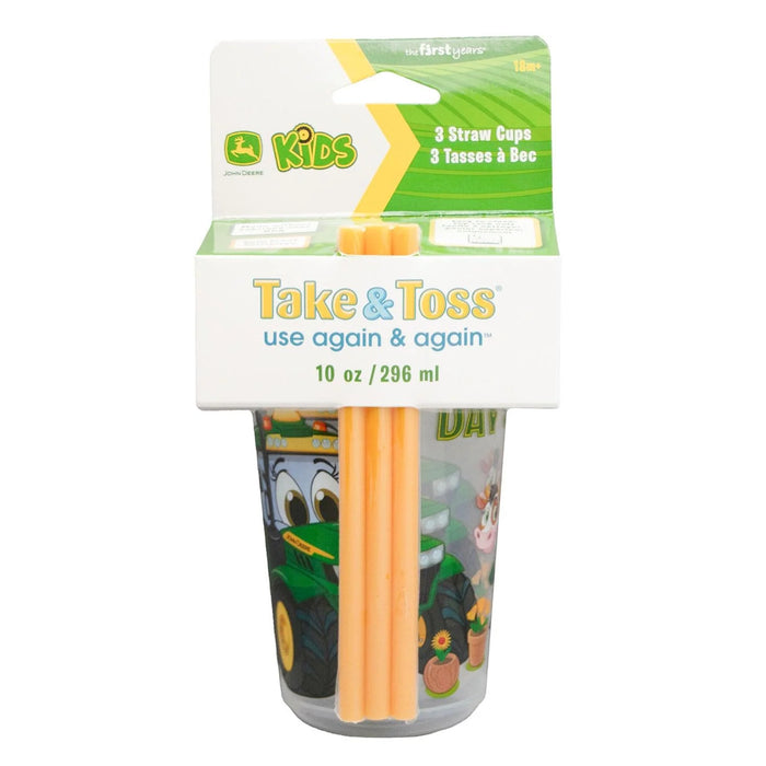John Deere Take & Toss Straw Cups - 3 pack