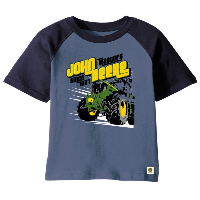 John Deer Boy Child Action Tractor Raglan Tee