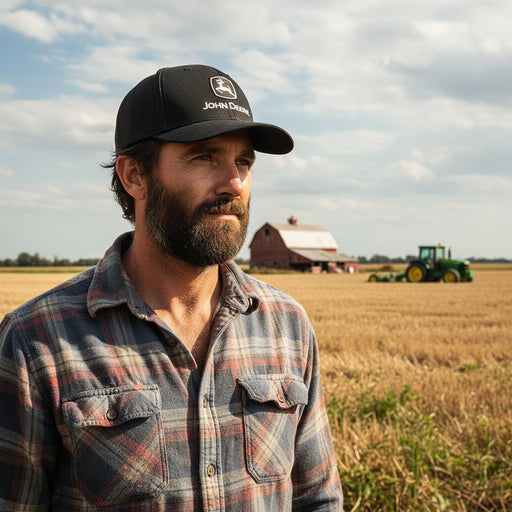 John Deere Mens Black Embroidered Hat