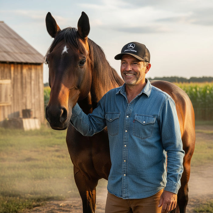 John Deere Mens Black Embroidered Hat
