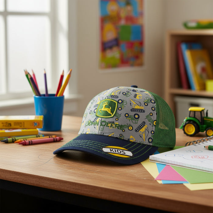 John Deere Youth Boys Navy & Green Embroidered Cap
