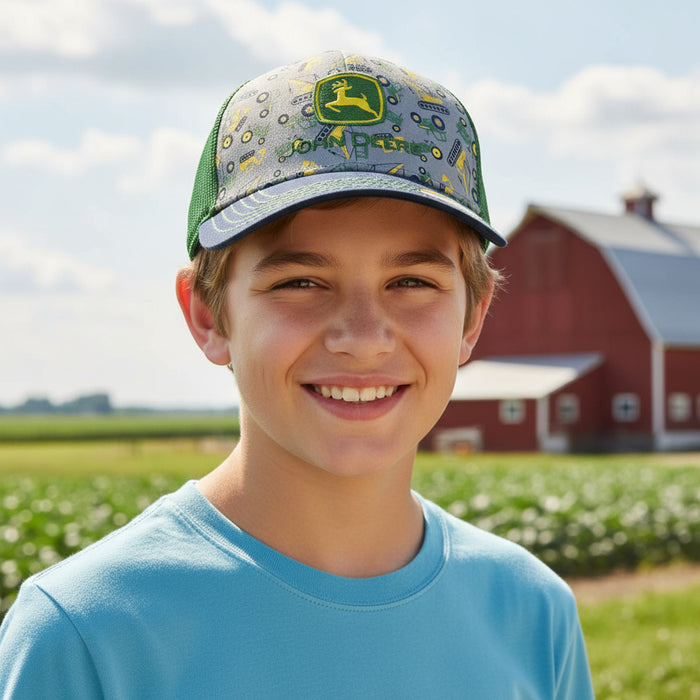John Deere Youth Boys Navy & Green Embroidered Cap