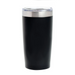 Black tumbler with a silver rim on a white background, john deere branded