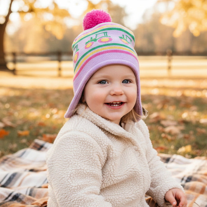 John Deere Girls Toddler Jacquard Knit Earflap Beanie
