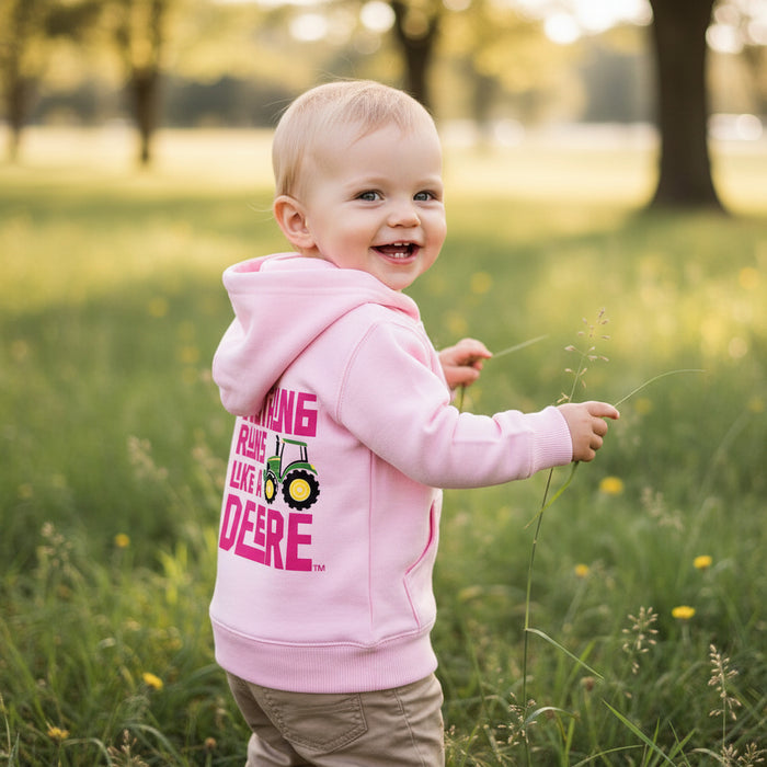 John Deere Infant Girls "Nothing Runs Like A Deere" Zip Hoodie