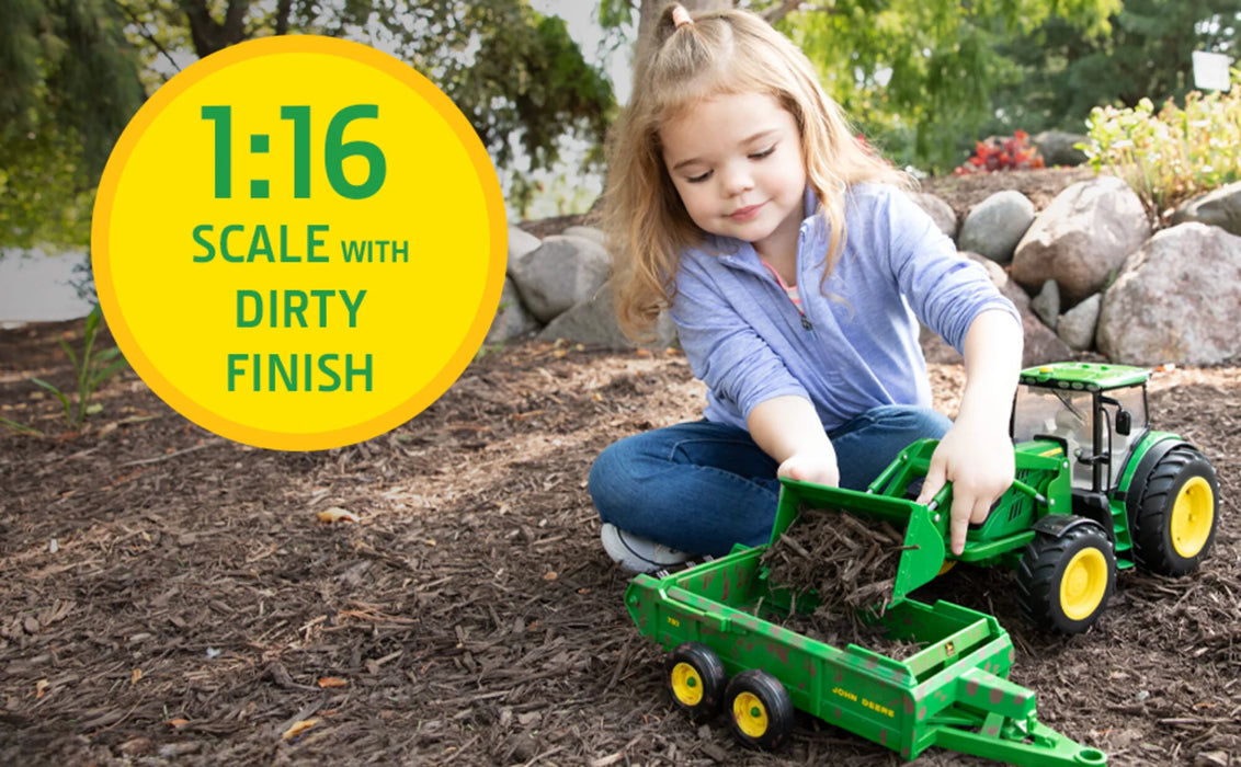 John Deere 1:16 Big Farm 6210R Tractor with Spreader Kid's farm