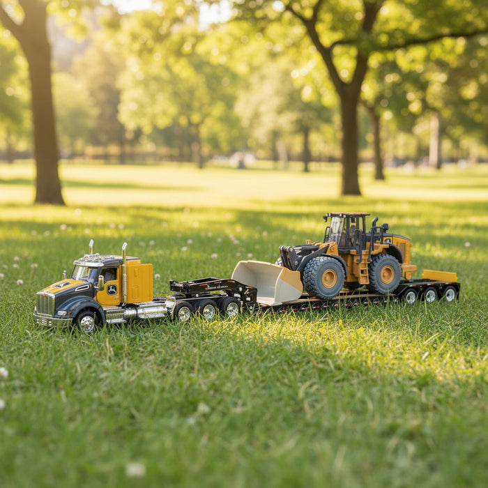 John Deere 1:50 904 P-Tier Wheel Loader with Semi Truck