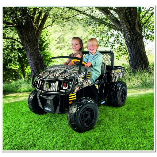 riders on the John Deere 12 Volt Camo Gator