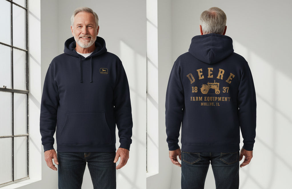 John Deere Men's 1837 Vintage Tractor Hoodie