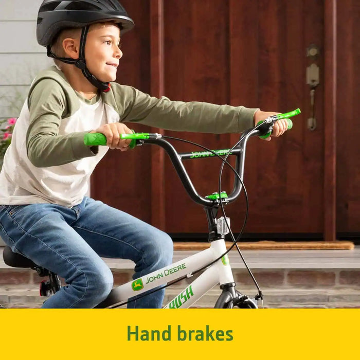 front and rear hand brakes on the John Deere 20" Dirt Rush Bicycle