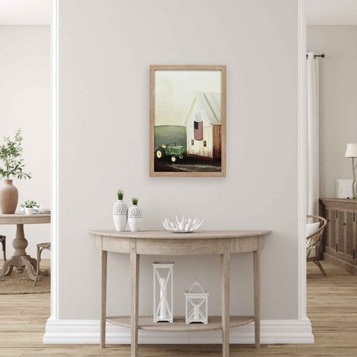John Deere Tractor By Barn Wood Framed Décor