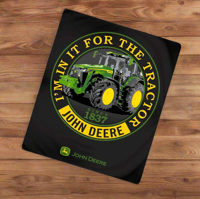 John Deere Black In It For Tractor Blanket