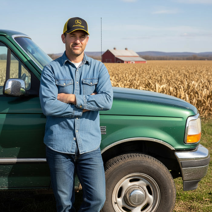 John Deere Black Yellow Mesh Back Cap