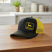 John Deere Black Yellow Mesh Back Cap