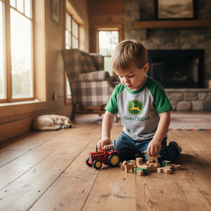 John Deere Boys Raglan Sleeve Logo Tee