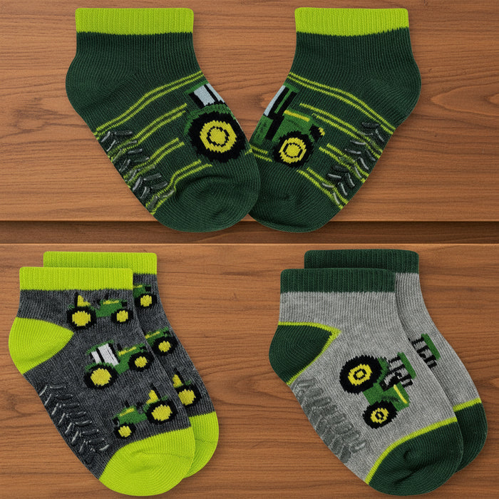 John Deere Infant Boys 3 Pack Tractor Shortie Socks