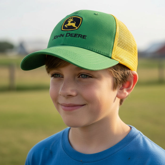 John Deere Youth Boys Green Trucker Cap