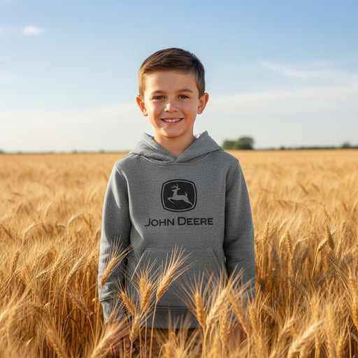 John Deere Youth Boys Grey Fleece Logo Hoodie