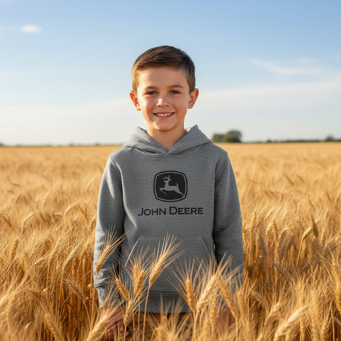 John Deere Youth Boys Grey Fleece Logo Hoodie