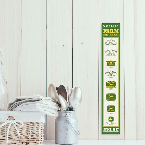 John Deere Embossed Tin Vertical Logos Sign