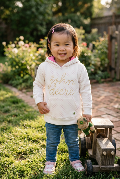 John Deere Girls Fleece Hoodie - Script