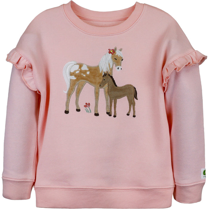 John Deere Girl Child Pullover Sweater - Horse Love