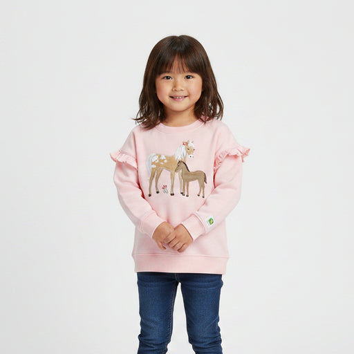 John Deere Girls Pullover Sweater - Horse Love