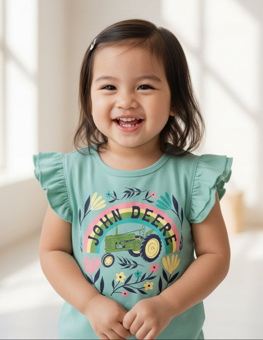 John Deere Toddler Girls Rainbow Tractor Tee