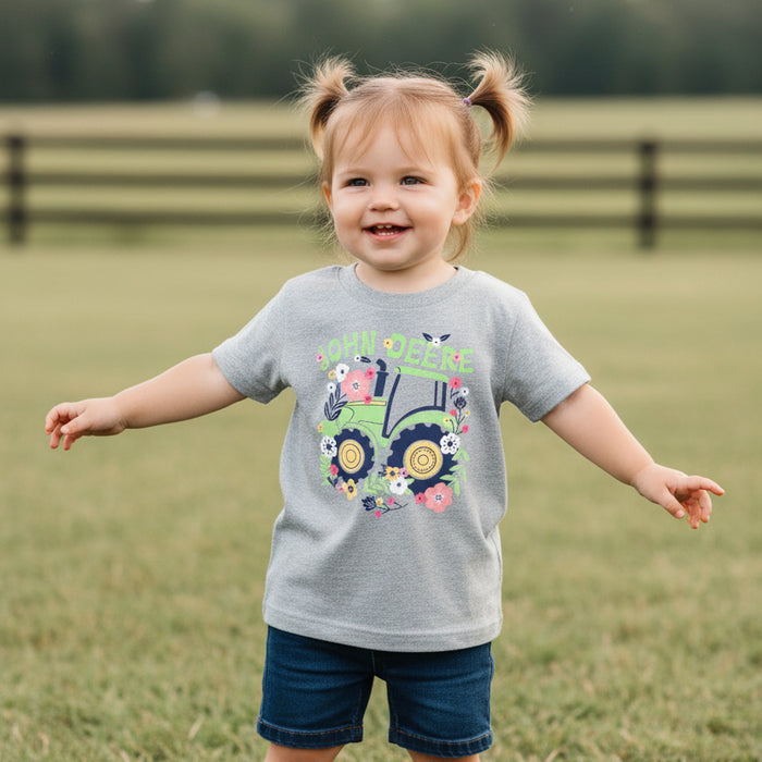 John Deere Toddler Girls  Flowers & Tractor Tee