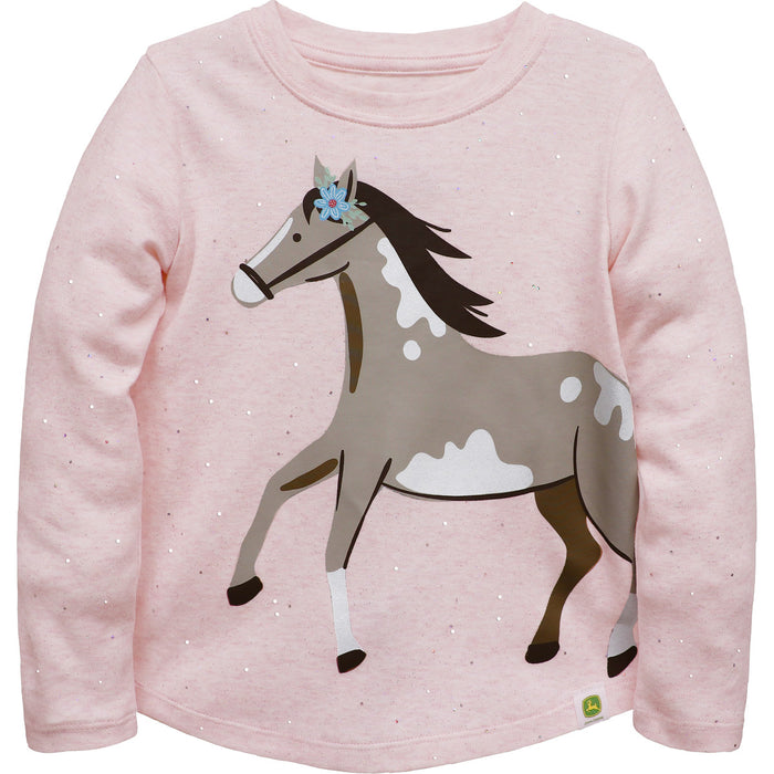 John Deere Girl Toddler Long Sleeve Tee - Horse