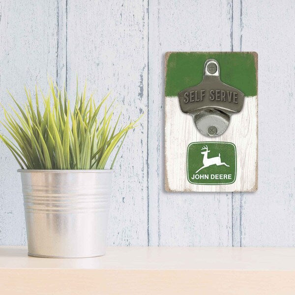 John Deere Green and White Bottle Opener