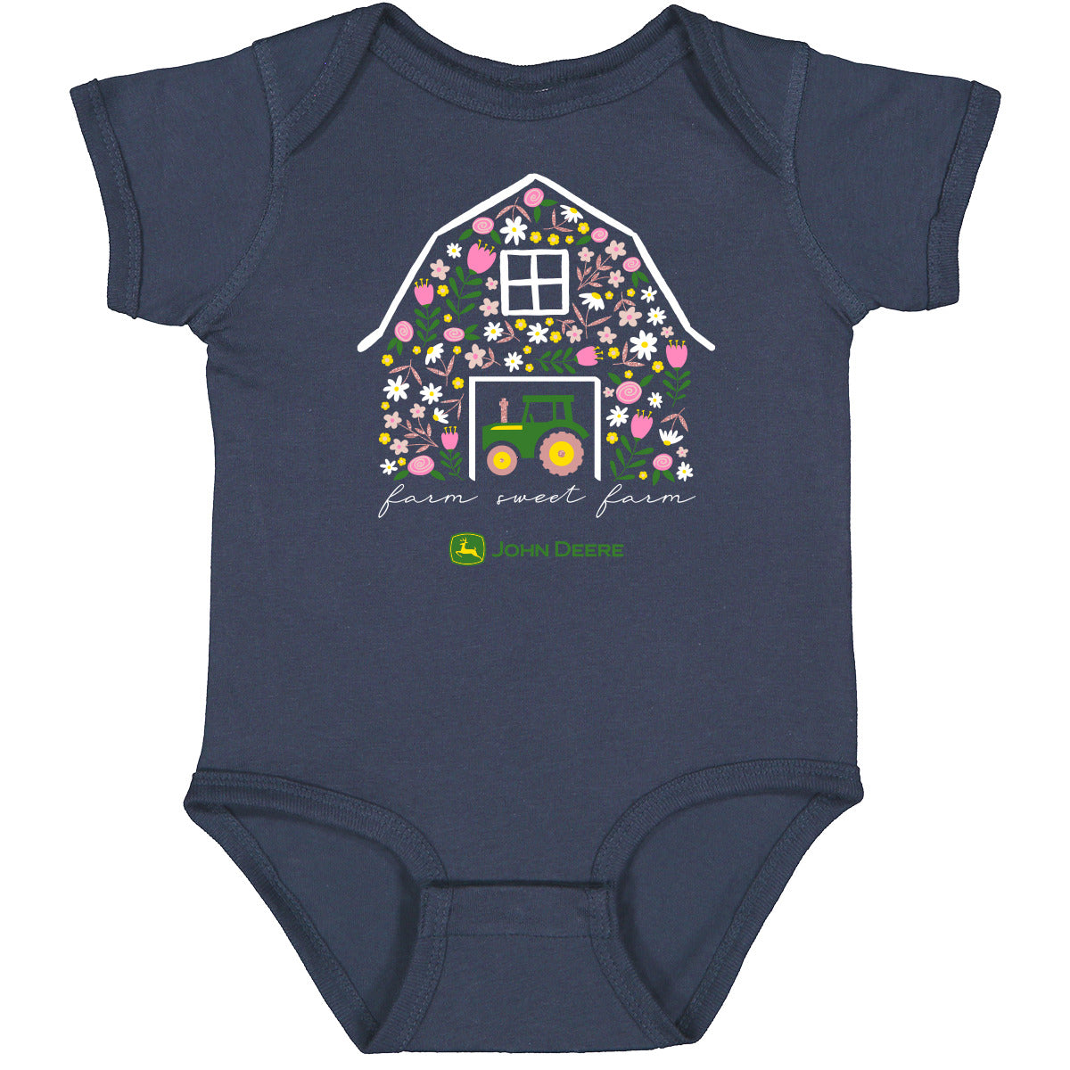 John Deere Infant Girls Flower Barn Bodysuit — Horizon Ag Turf