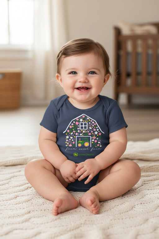 John Deere Infant Girls Flower Barn Bodysuit
