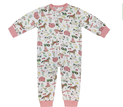 John Deere Infant Girls Pink Barn and Farmland Coverall / Onesie