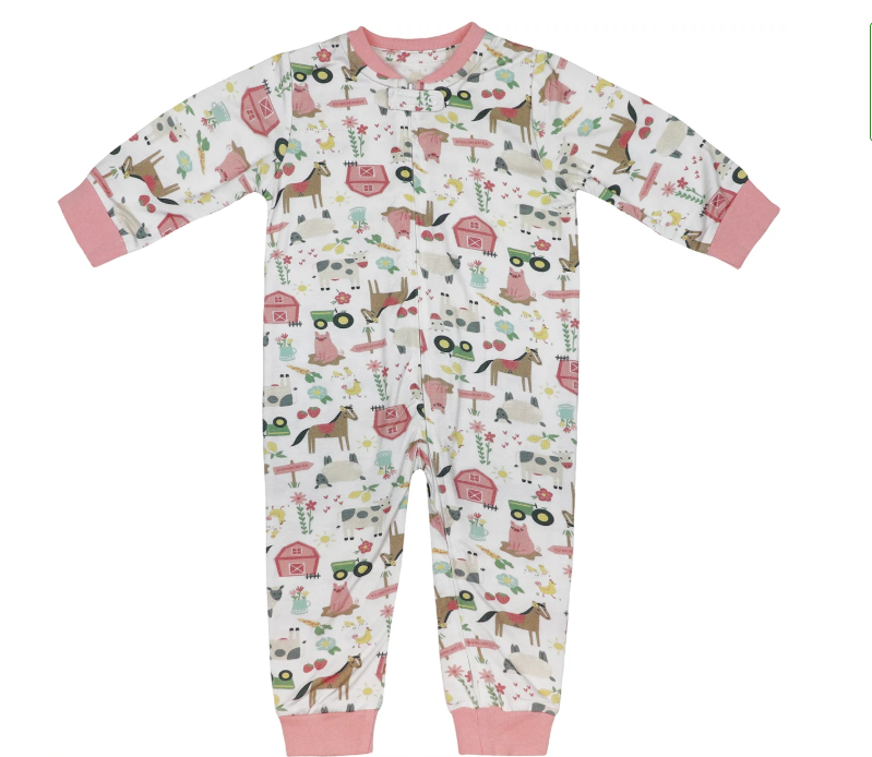 John Deere Infant Girls Pink Barn and Farmland Coverall / Onesie