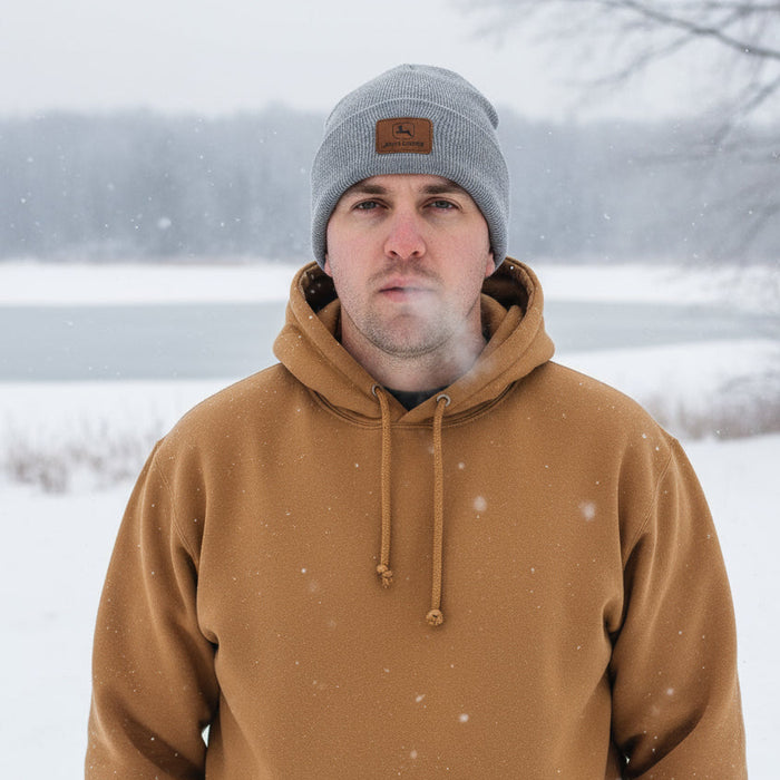 John Deere Knit Beanie with Leather Patch