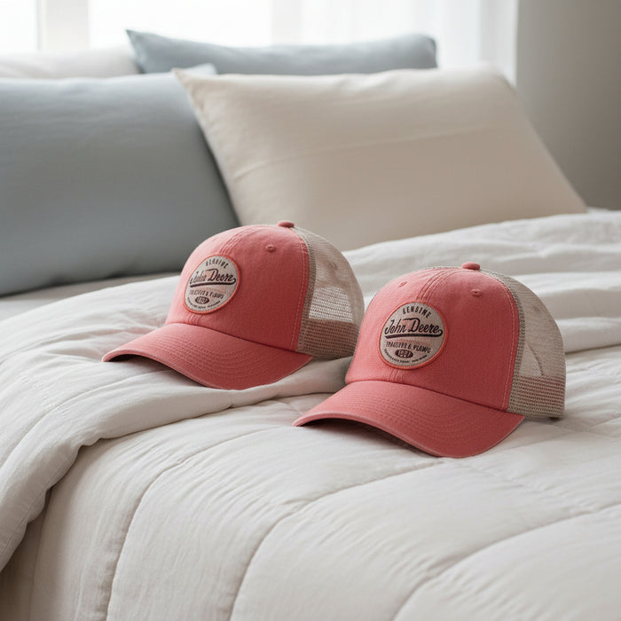 John Deere Ladies Coral Ivory Patch Hat