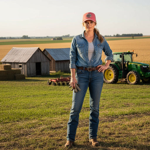 John Deere Ladies Coral Ivory Patch Hat