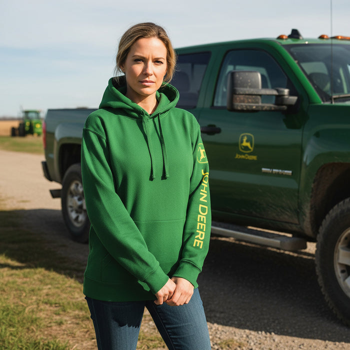 John Deere Ladies Green Hoodie