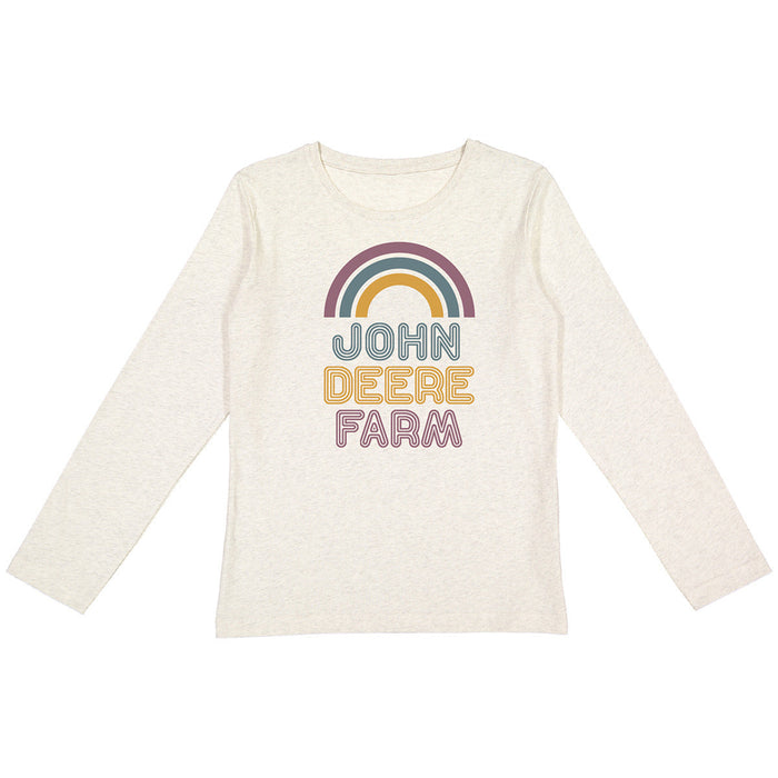 John Deere Ladies Oatmeal Rainbow Long Sleeve Tee