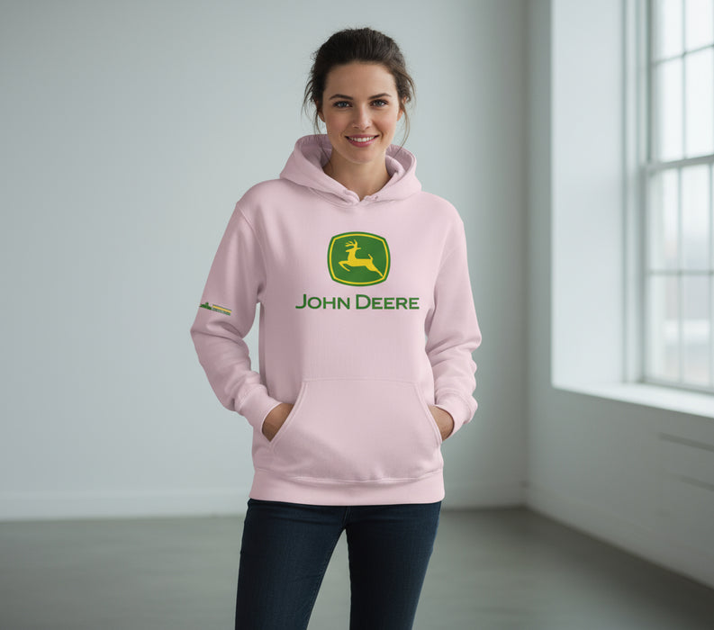 John Deere Ladies Pink Logo Fleece Hoodie
