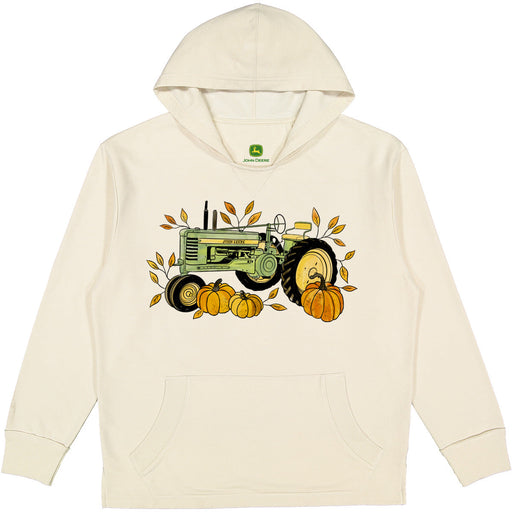 John Deere Ladies Vintage Pumpkin Tractor Pullover Hoodie