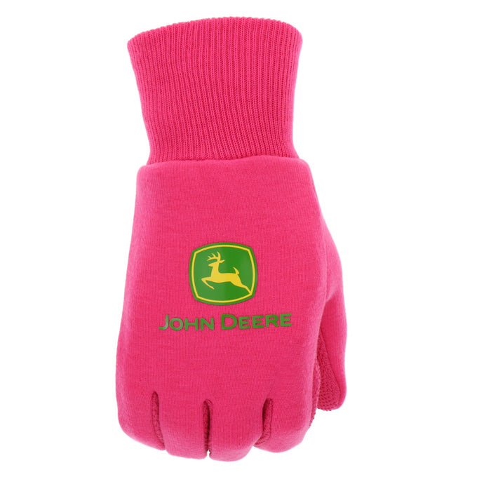 John Deere Light Duty Cotton Grip Glove in pink