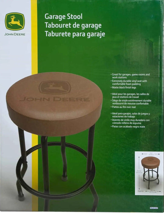 John Deere Matte Brown Garage Stool with Black Legs box